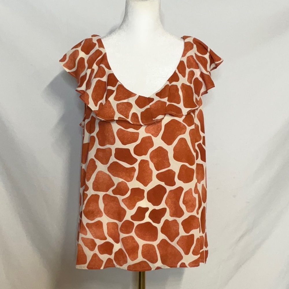 Ann Taylor Rust and Cream Giraffe Print Blouse
